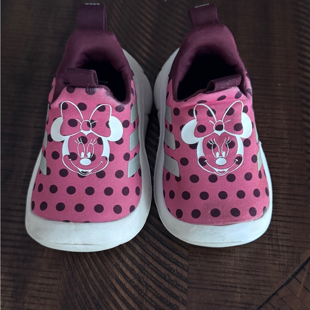 adidas Disney Pink and White Minnie Mouse slip on shoes